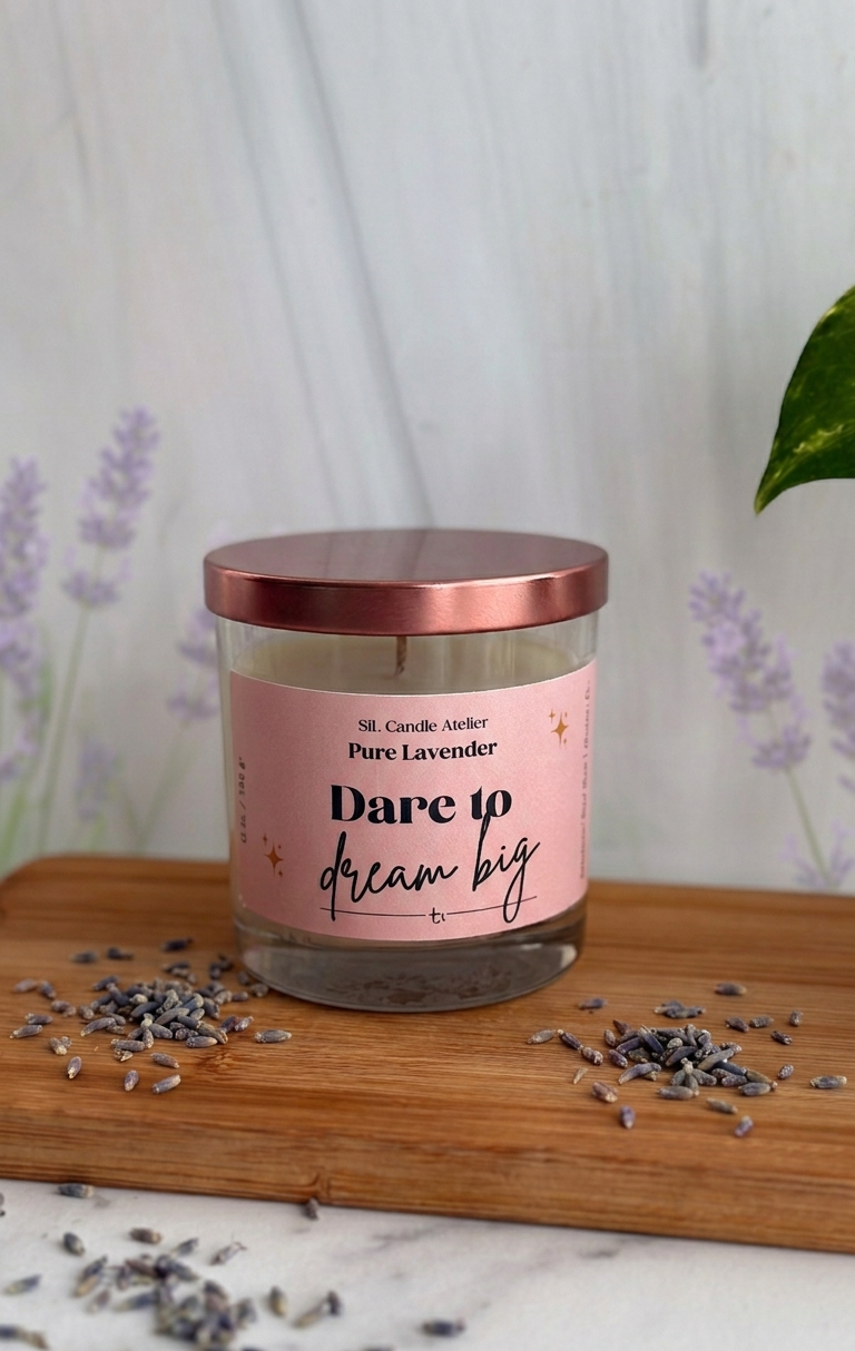 Pure Lavender Vela de Soja y Coco - "Dare to Dream Big / Si vas a Soñar Exagera" (10 oz)