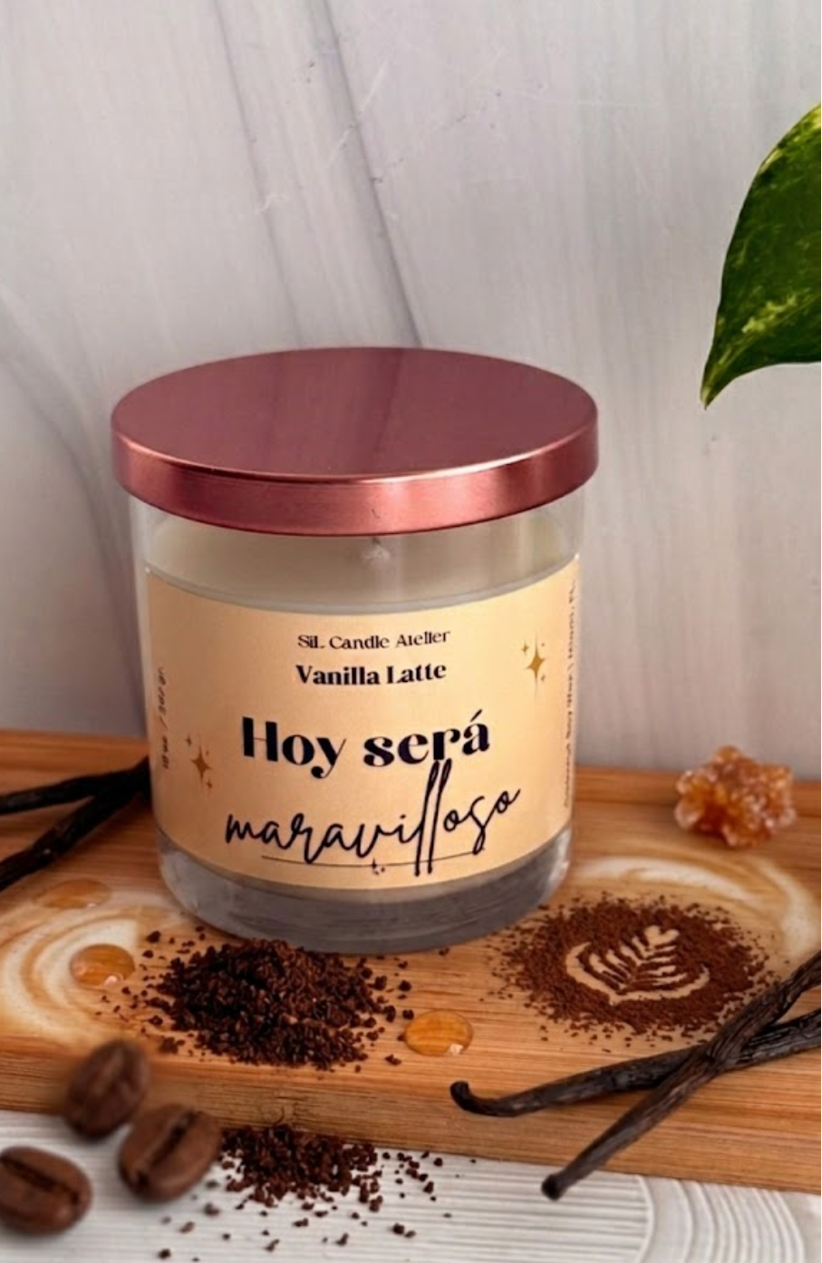Vela de Soja y Coco Vanilla Latte – "Hoy Será Maravilloso / Today Will Be Wonderful" (10 oz)