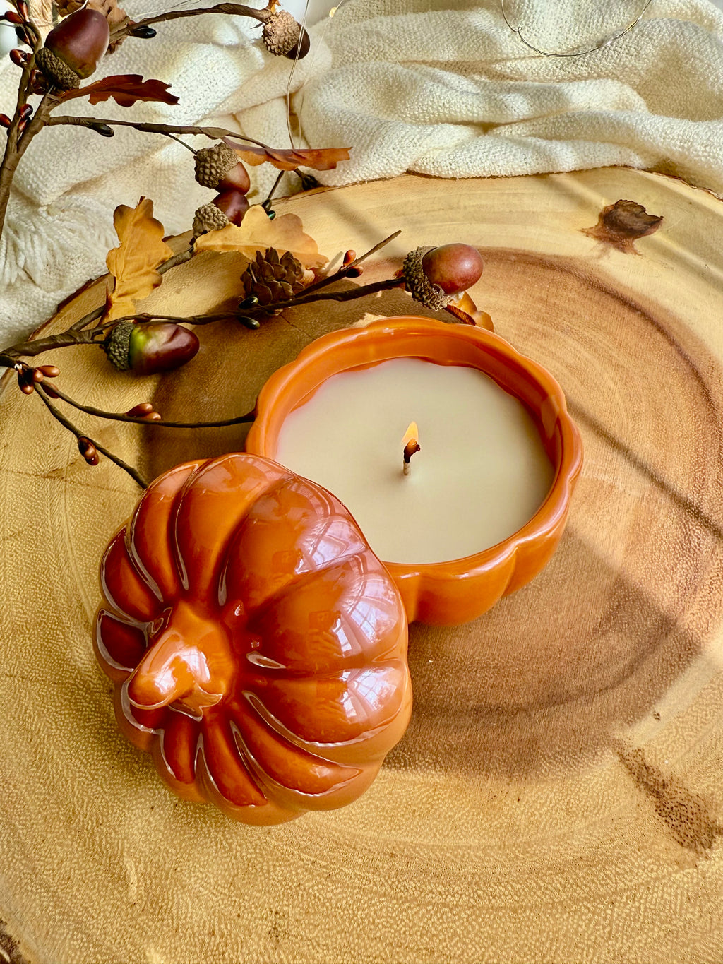 Pumpkin Coffee Cake Candle – 8 oz Coconut Soy Wax, Hand-Poured Fall Scent, Decorative Pumpkin Jar