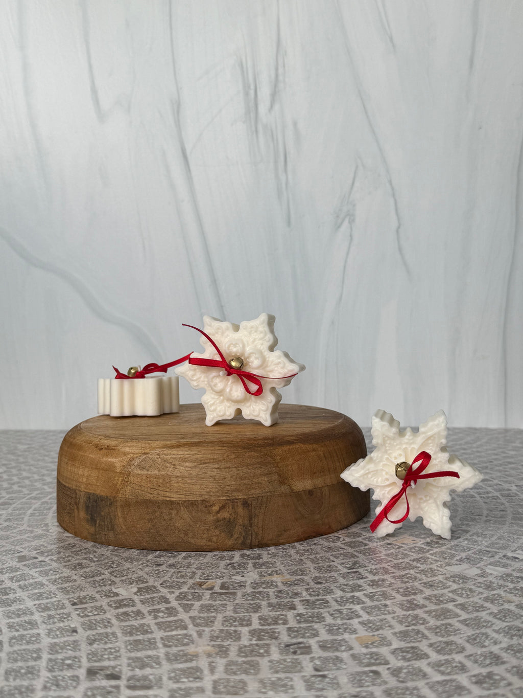 Set 3 Velas Copo de Nieve – Vela artesanal de soja con aroma suave y diseño navideño | Navidad iluminada |