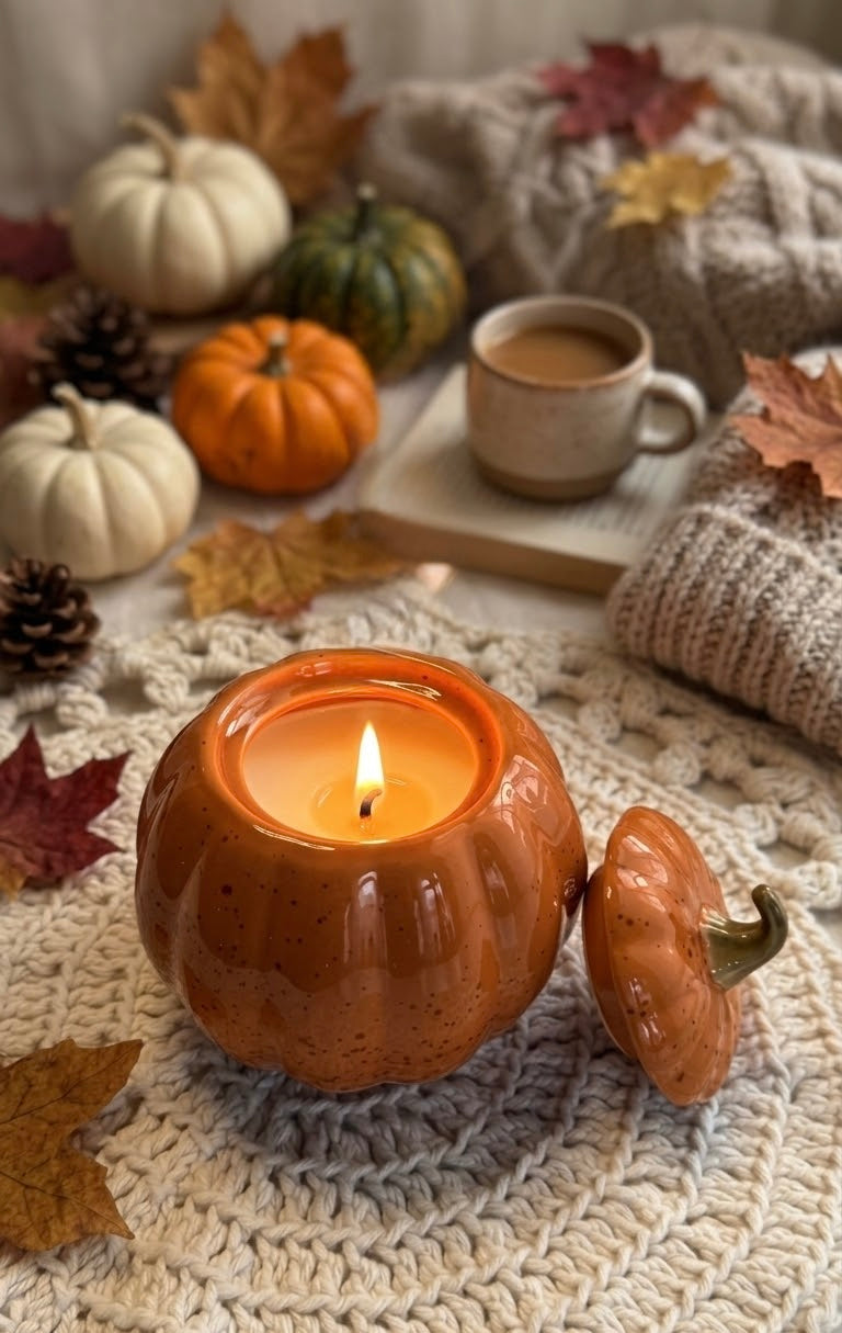 Vela de Cerámica en Forma de Calabaza – Autumn Cashmere (11.7 oz)