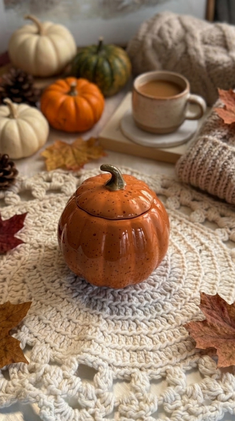 Vela de Cerámica en Forma de Calabaza – Autumn Cashmere (11.7 oz)