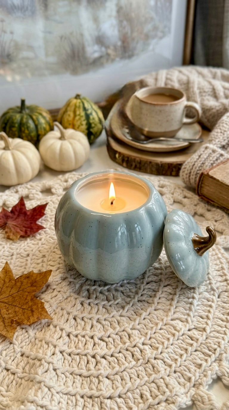 Vela de Cerámica en Forma de Calabaza – Autumn Cashmere (11.7 oz)