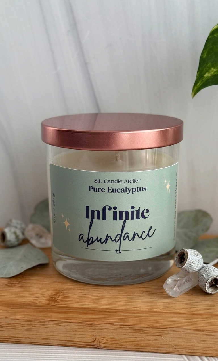 Vela de Soja y Coco Pure Eucalyptus – "Abundancia Infinita / Infinite Abundance" (10 oz)