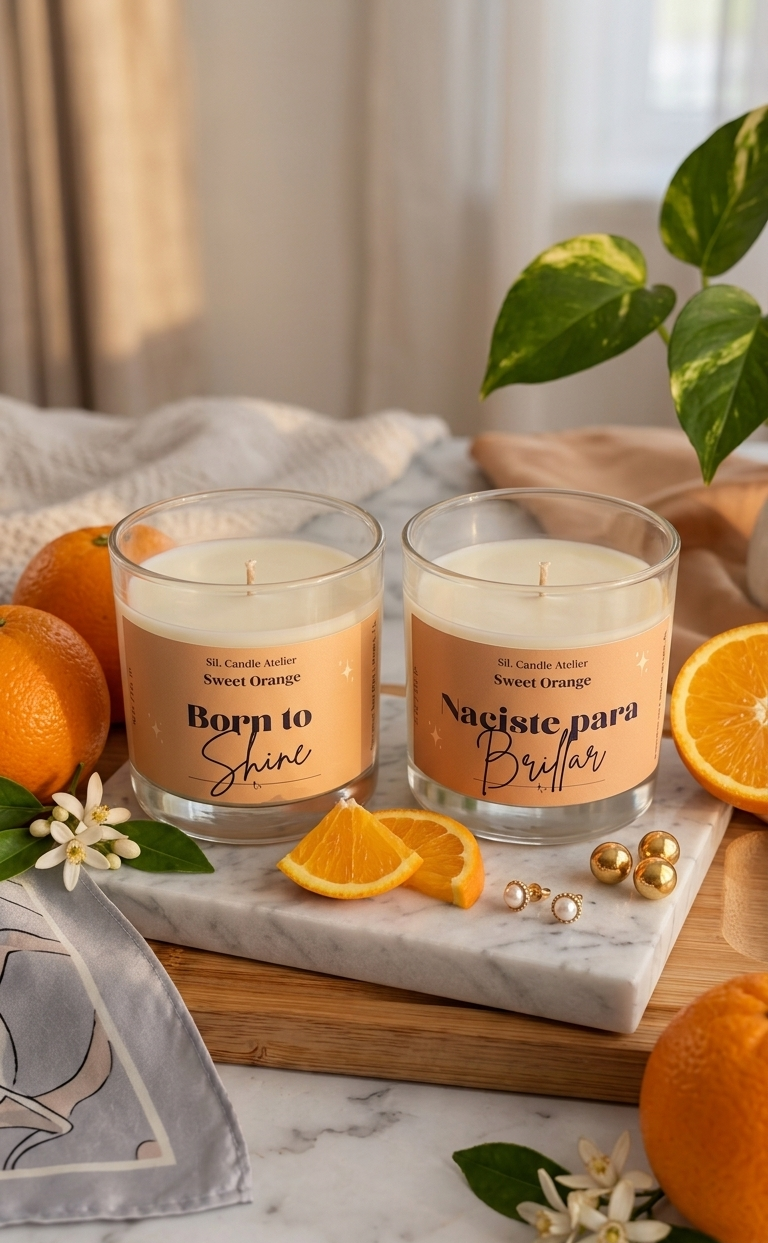 Vela de Soja y Coco Sweet Orange – "Naciste Para Brillar / Born to Shine" (10 oz)
