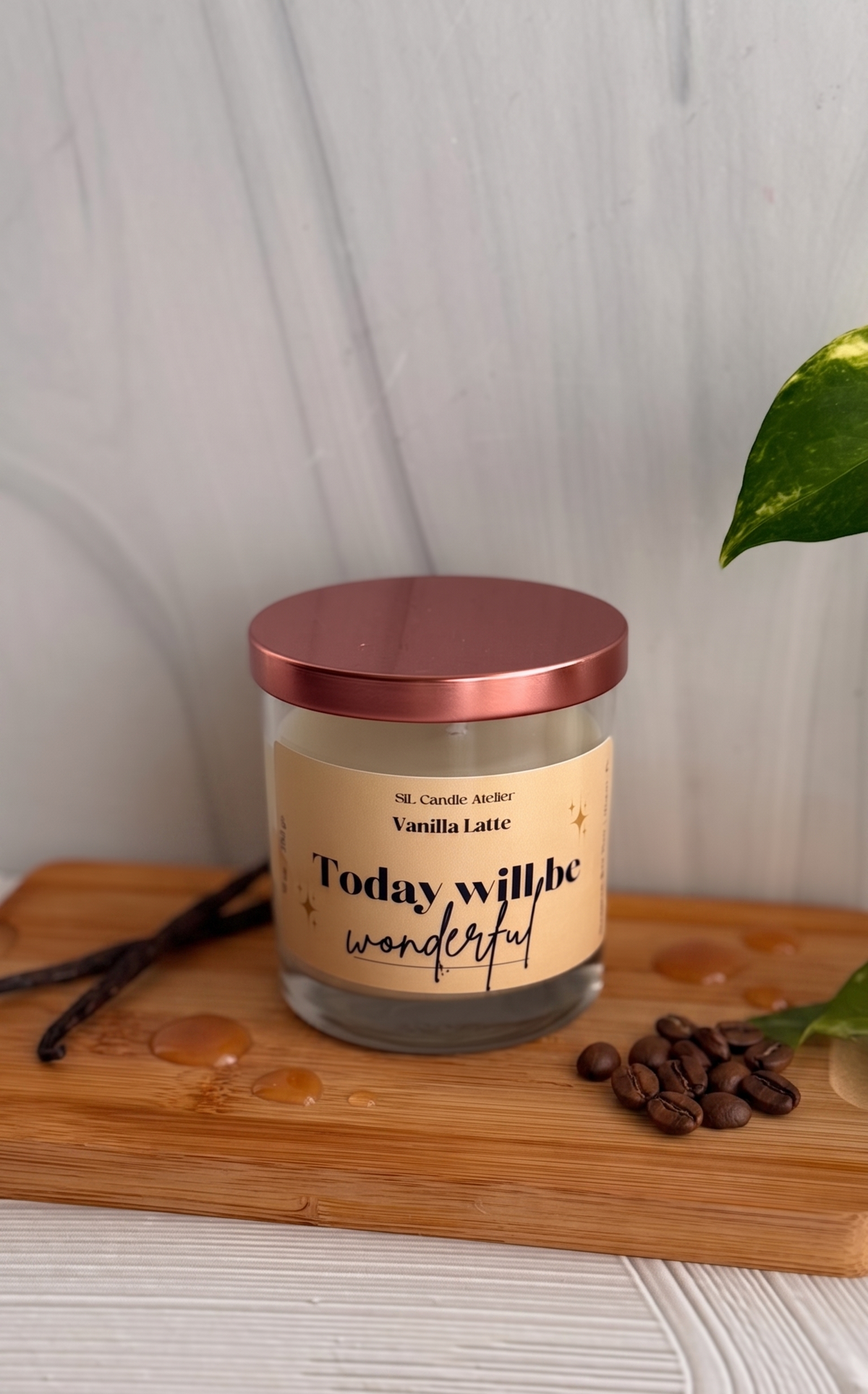 Vela de Soja y Coco Vanilla Latte – "Hoy Será Maravilloso / Today Will Be Wonderful" (10 oz)